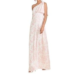 Sachin + Babi Chelsea One Shoulder Gown Sz 6 Rouge Rose Watercolor